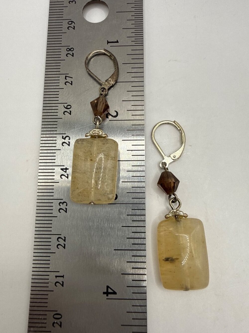 Premier Designs Sand Dune Quartz & Crystal Leverback Drop Earrings - Picture 8 of 8